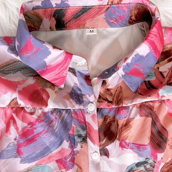 Button Down Babydoll Mini Dress Size Medium - Picture 3 of 3